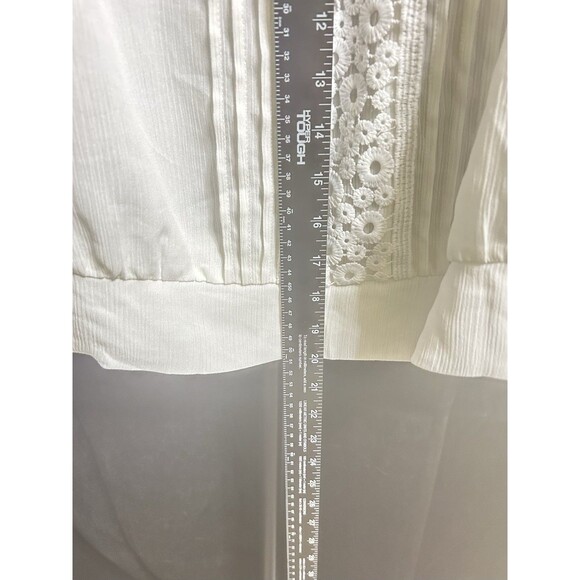 New York & Co Womens M White Embroidered Peasant Top - Picture 4 of 10